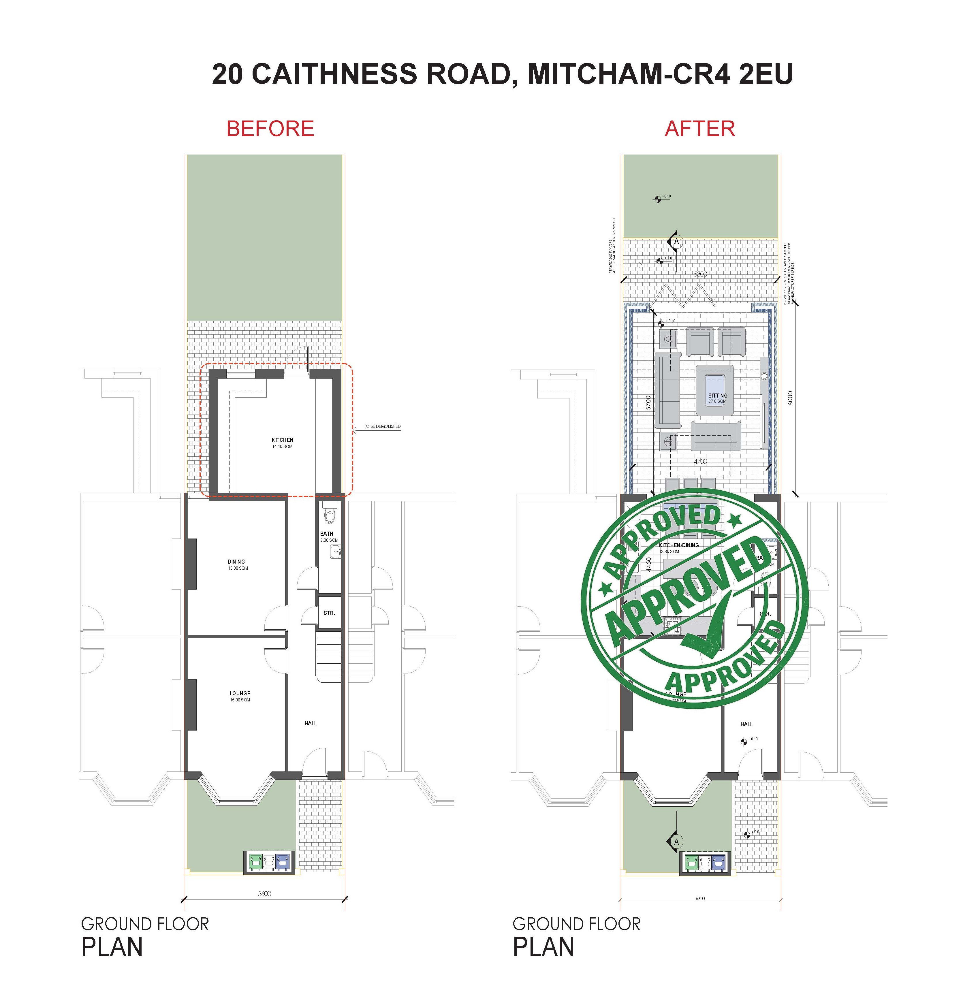 20 Caithness Road, Mitcham – before and after
