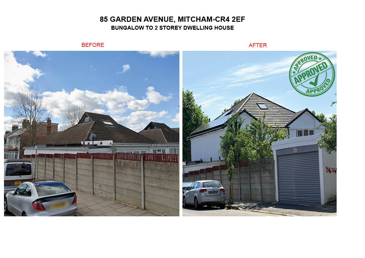 20 Caithness Road, Mitcham – before and after