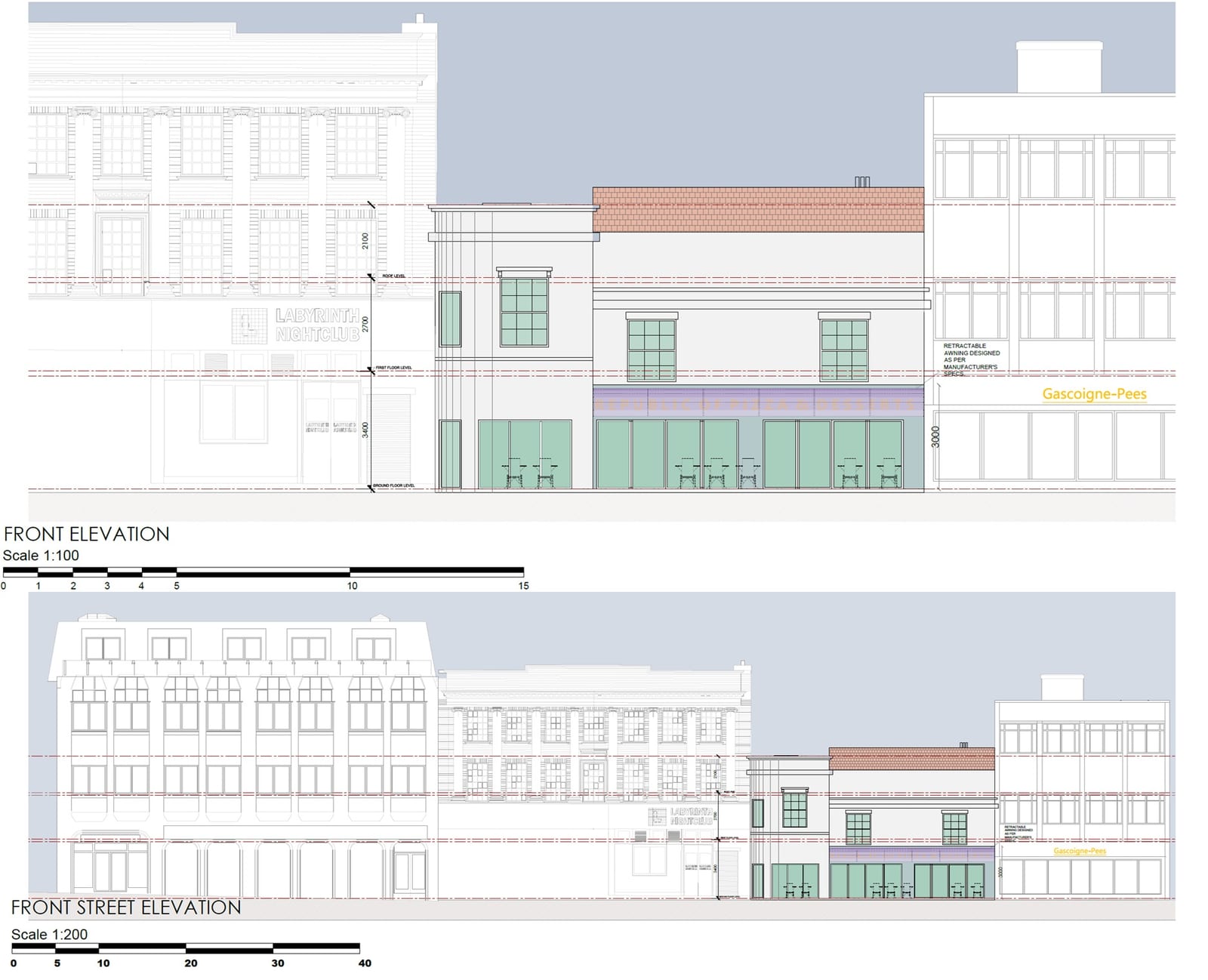 Republic of Pizza, Basingstoke &ndash; Front & Street Elevations