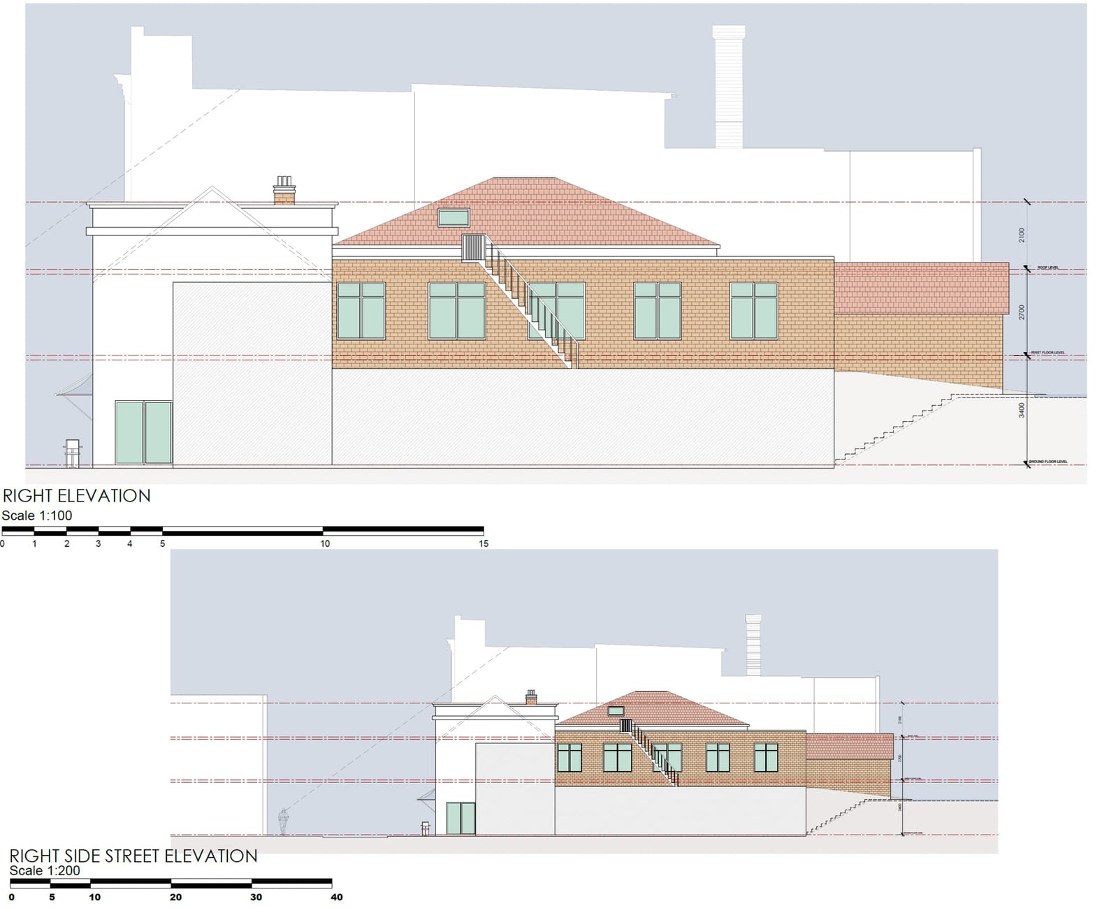 Republic of Pizza, Basingstoke &ndash; Right & Street Side Elevations